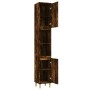 Armario de baño madera contrachapada roble ahumado 30x30x190 cm de vidaXL, Tocadores de baño - Ref: Foro24-819793, Precio: 74...