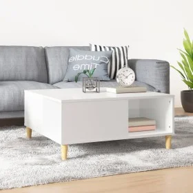 Mesa de centro madera contrachapada blanco brillo 80x80x36,5 cm de vidaXL, Mesas de centro - Ref: Foro24-821094, Precio: 52,2...