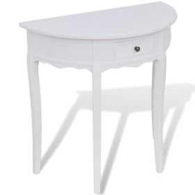 Mesa consola semicircular con cajón blanca de vidaXL, Mesas auxiliares - Ref: Foro24-241530, Precio: 146,07 €, Descuento: %