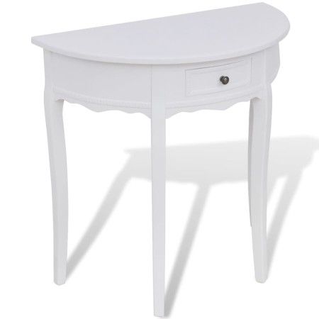 Mesa consola semicircular con cajón blanca de vidaXL, Mesas auxiliares - Ref: Foro24-241530, Precio: 146,07 €, Descuento: %