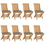 Sillas de jardín 8 uds madera maciza de teca con cojines grises en Sillas de jardín | Comprar online en Foru.es