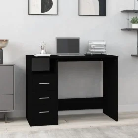Schubladenschreibtisch aus schwarzem Sperrholz, 102 x 50 x 76 cm von vidaXL, Schreibtische - Ref: Foro24-823033, Preis: 85,64...