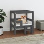 Cama para perros madera maciza de pino gris 55,5x53,5x60 cm en Camas para perros | Comprar online en Foru.es