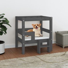 Cama para perros madera maciza de pino gris 55,5x53,5x60 cm en Camas para perros | Comprar online en Foru.es