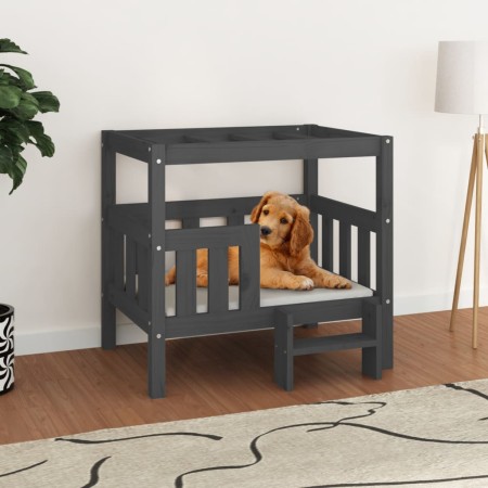 Cama para perros madera maciza de pino gris 75,5x63,5x70 cm en Camas para perros | Comprar online en Foru.es