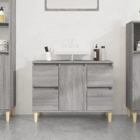 Armario de lavabo madera contrachapada gris Sonoma 80x33x60 cm de vidaXL, Tocadores de baño - Ref: Foro24-821274, Precio: 90,...