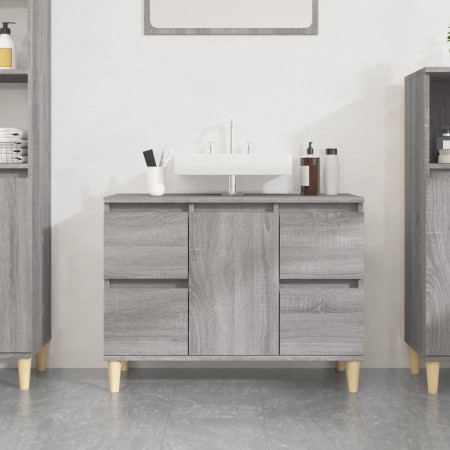 Armario de lavabo madera contrachapada gris Sonoma 80x33x60 cm de vidaXL, Tocadores de baño - Ref: Foro24-821274, Precio: 91,...