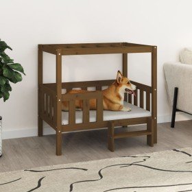 Cama para perros madera maciza pino marrón miel 95,5x73,5x90 cm en Camas para perros | Comprar online en Foru.es