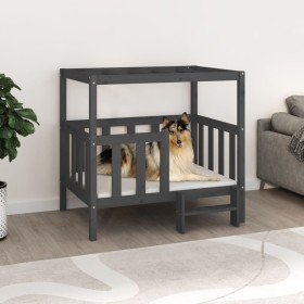 Cama para perros madera maciza de pino gris 105,5x83,5x100 cm en Camas para perros | Comprar online en Foru.es