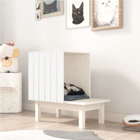 Casa para gatos de madera maciza de pino blanco 60x36x60 cm en Mobiliario para gatos | Comprar online en Foru.es