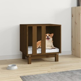 Cama para perros madera maciza pino marrón miel 50x40x52 cm en Casetas para perros | Comprar online en Foru.es