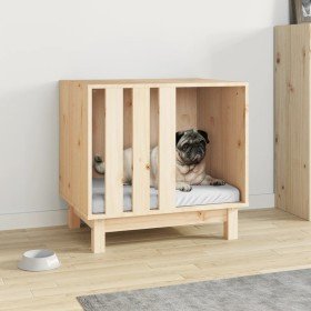 Caseta para perros madera maciza de pino 60x45x57 cm en Casetas para perros | Comprar online en Foru.es
