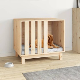 Caseta para perros madera maciza de pino 70x50x62 cm en Casetas para perros | Comprar online en Foru.es