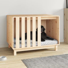 Caseta para perros madera maciza de pino 90x60x67 cm en Casetas para perros | Comprar online en Foru.es
