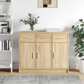 Aparador de madera de ingeniería color roble Sonoma 91x28x75 cm de vidaXL, Aparadores - Ref: Foro24-823011, Precio: 101,59 €,...