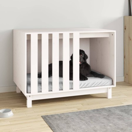 Caseta para perros madera maciza de pino blanco 90x60x67 cm en Casetas para perros | Comprar online en Foru.es