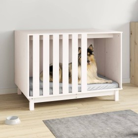 Cama para perros madera maciza de pino blanco 100x70x72 cm en Casetas para perros | Comprar online en Foru.es