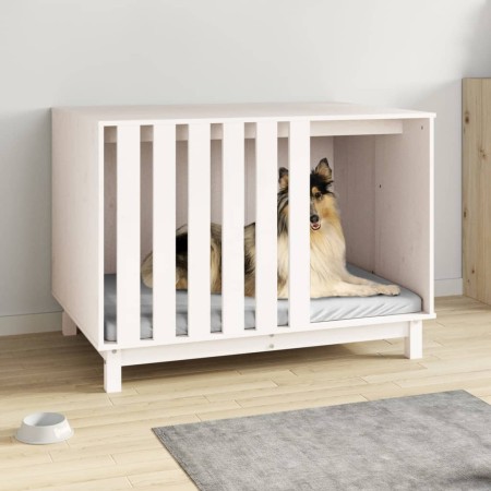 Cama para perros madera maciza de pino blanco 100x70x72 cm en Casetas para perros | Comprar online en Foru.es