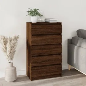 Cómoda de madera contrachapada roble marrón 60x36x103 cm de vidaXL, Cajoneras - Ref: Foro24-823023, Precio: 115,76 €, Descuen...