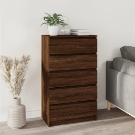 Cómoda de madera contrachapada roble marrón 60x36x103 cm de vidaXL, Cajoneras - Ref: Foro24-823023, Precio: 123,57 €, Descuen...