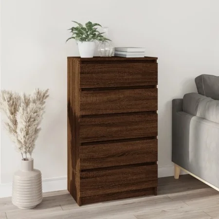 Cómoda de madera contrachapada roble marrón 60x36x103 cm de vidaXL, Cajoneras - Ref: Foro24-823023, Precio: 115,76 €, Descuen...