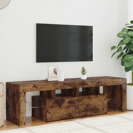 Mueble de TV con luces LED color roble ahumado 140x36,5x40 cm en Muebles TV | Comprar online en Foru.es