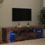 Mueble de TV con luces LED color roble ahumado 140x36,5x40 cm en Muebles TV | Comprar online en Foru.es