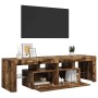 Mueble de TV con luces LED color roble ahumado 140x36,5x40 cm en Muebles TV | Comprar online en Foru.es