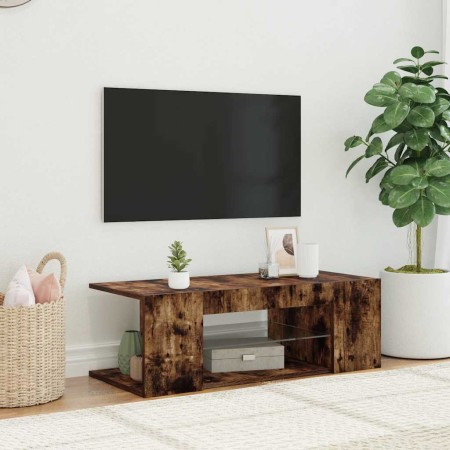 Mueble de TV con luces LED color roble ahumado 90x39x30 cm en Muebles TV | Comprar online en Foru.es