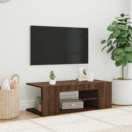 Mueble de TV con luces LED color roble marrón 90x39x30 cm en Muebles TV | Comprar online en Foru.es