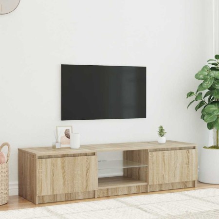 Mueble de TV con luces LED roble ahumado 140x40x36 cm en Muebles TV | Comprar online en Foru.es