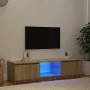 Mueble de TV con luces LED roble ahumado 140x40x36 cm en Muebles TV | Comprar online en Foru.es