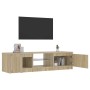 Mueble de TV con luces LED roble ahumado 140x40x36 cm en Muebles TV | Comprar online en Foru.es