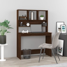 Escritorio con estantes contrachapada marrón roble 102x45x148cm de vidaXL, Escritorios - Ref: Foro24-823007, Precio: 79,06 €,...