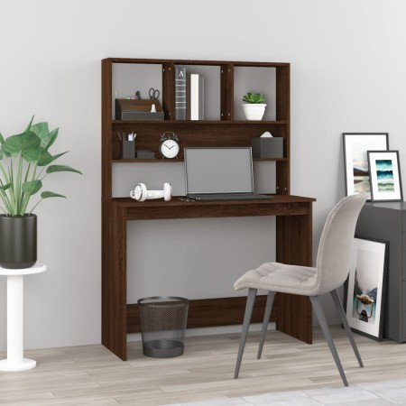 Escritorio con estantes contrachapada marrón roble 102x45x148cm de vidaXL, Escritorios - Ref: Foro24-823007, Precio: 79,06 €,...