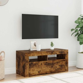 Mueble de TV con luces LED roble ahumado 90x35x40 cm en Muebles TV | Comprar online en Foru.es