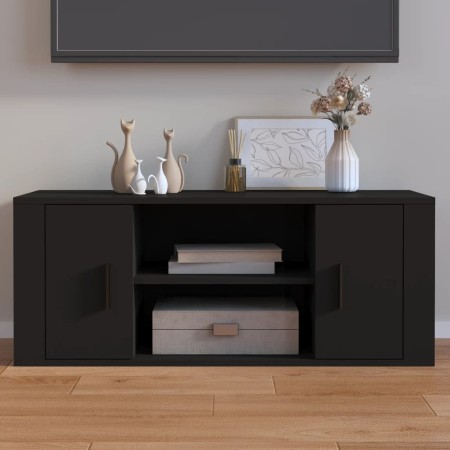 Mueble para TV madera contrachapada negra 100x35x40 cm en Muebles TV | Comprar online en Foru.es