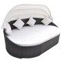 Tumbona con dosel de ratán sintético marrón de vidaXL, Camas para exteriores - Ref: Foro24-41831, Precio: 582,89 €, Descuento: %
