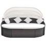 Tumbona con dosel de ratán sintético marrón de vidaXL, Camas para exteriores - Ref: Foro24-41831, Precio: 582,89 €, Descuento: %