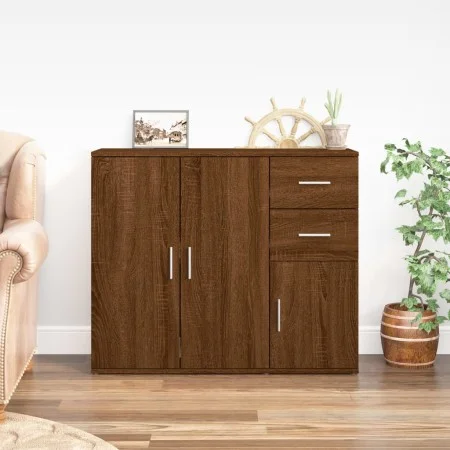 Aparador madera contrachapada roble marrón 91x29,5x75 cm de vidaXL, Aparadores - Ref: Foro24-823276, Precio: 94,33 €, Descuen...