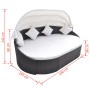 Tumbona con dosel de ratán sintético marrón de vidaXL, Camas para exteriores - Ref: Foro24-41831, Precio: 582,89 €, Descuento: %