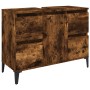 Armario de lavabo madera contrachapada roble ahumado 80x33x60cm de vidaXL, Tocadores de baño - Ref: Foro24-821281, Precio: 81...