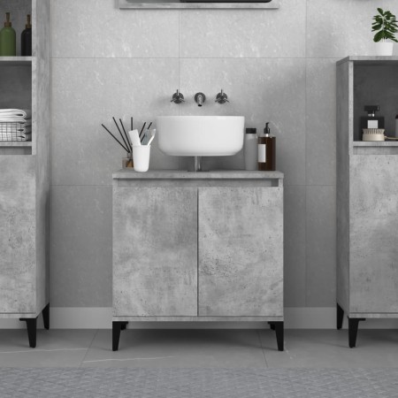 Armario de lavabo madera contrachapada gris hormigón 58x33x60cm de vidaXL, Tocadores de baño - Ref: Foro24-821264, Precio: 53...