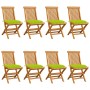 Sillas de jardín 8 uds teca maciza con cojines verde brillante en Sillas de jardín | Comprar online en Foru.es