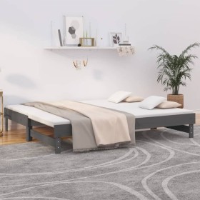 Sofá cama extraíble madera maciza de pino gris 2x(90x200) cm de vidaXL, Camas y somieres - Ref: Foro24-823381, Precio: 134,53...