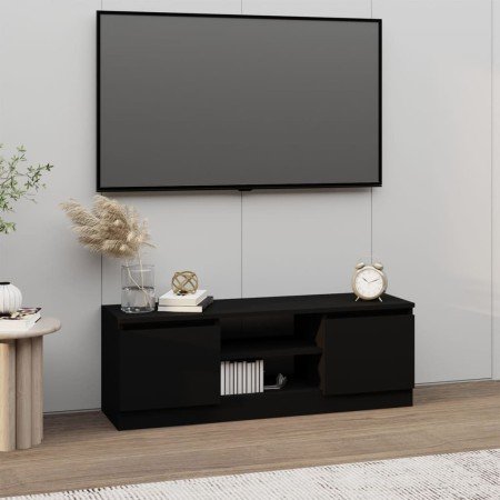 Mueble de TV con puerta negro 102x30x36 cm en Muebles TV | Comprar online en Foru.es