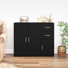 Aparador de madera contrachapada negro 91x29,5x75 cm de vidaXL, Aparadores - Ref: Foro24-823270, Precio: 83,03 €, Descuento: %
