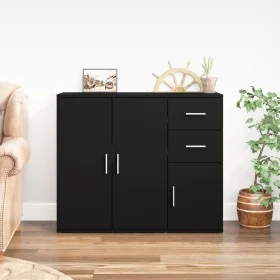 Aparador de madera contrachapada negro 91x29,5x75 cm de vidaXL, Aparadores - Ref: Foro24-823270, Precio: 80,50 €, Descuento: %