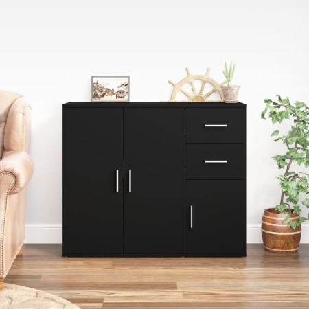 Aparador de madera contrachapada negro 91x29,5x75 cm de vidaXL, Aparadores - Ref: Foro24-823270, Precio: 83,03 €, Descuento: %