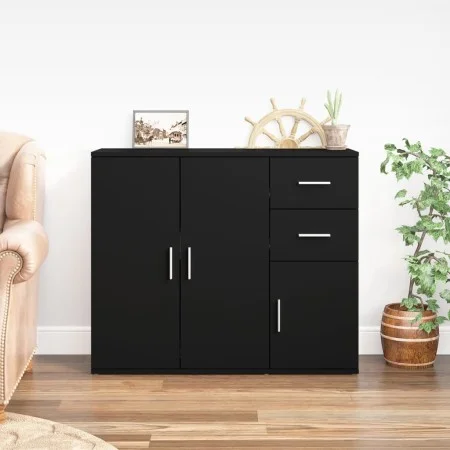 Aparador de madera contrachapada negro 91x29,5x75 cm de vidaXL, Aparadores - Ref: Foro24-823270, Precio: 80,50 €, Descuento: %